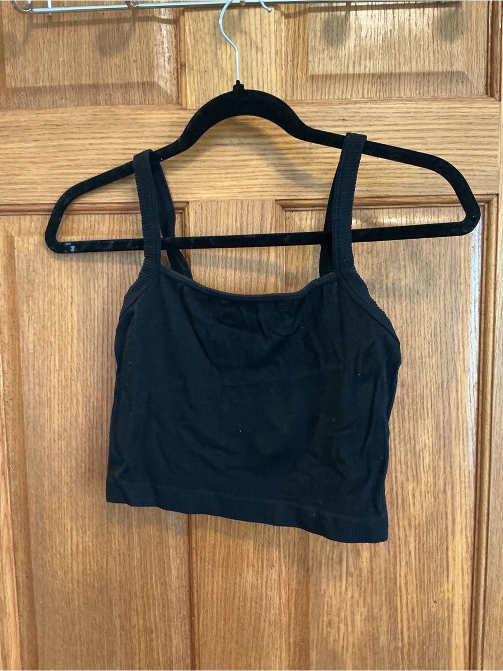 Colsie Black Ribbed Crop Tank Top